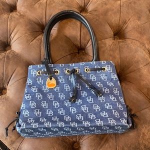 Vintage denim Dooney & Bourke orange staple charm